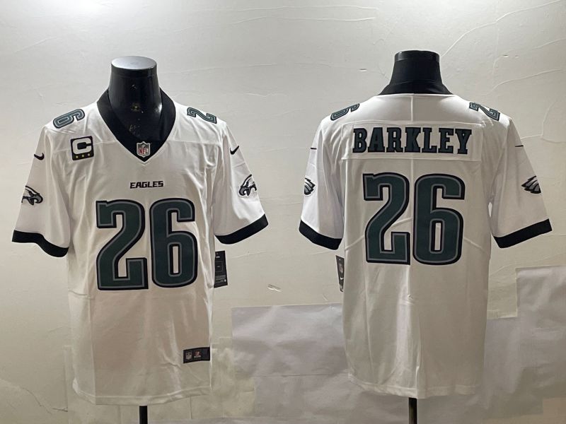 Men Philadelphia Eagles #26 Barkley White Second generations 2025 Nike Vapor Limited NFL Jersey style 2